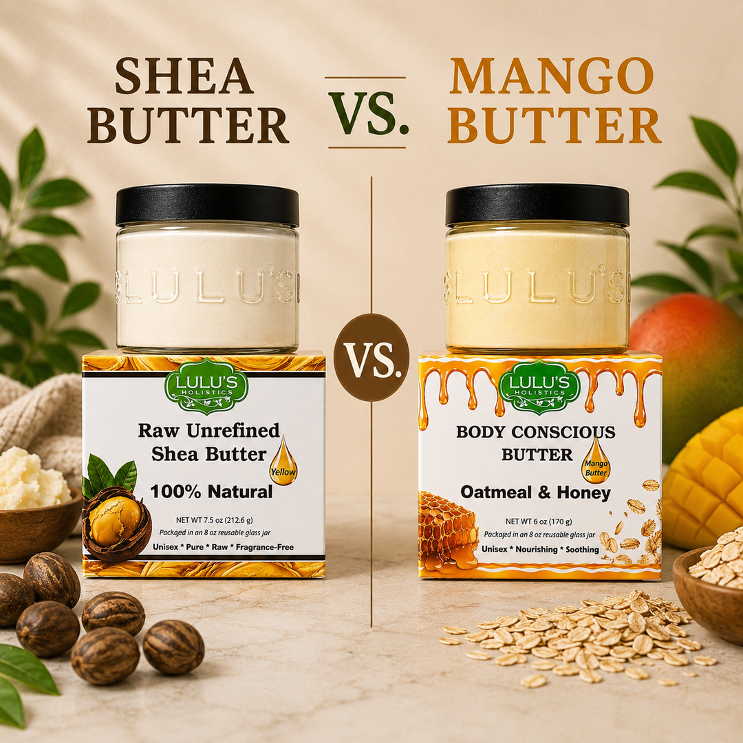 Lulu's Holistics scented vs unscented natural soap bars comparison for sensitive skin and acne care.