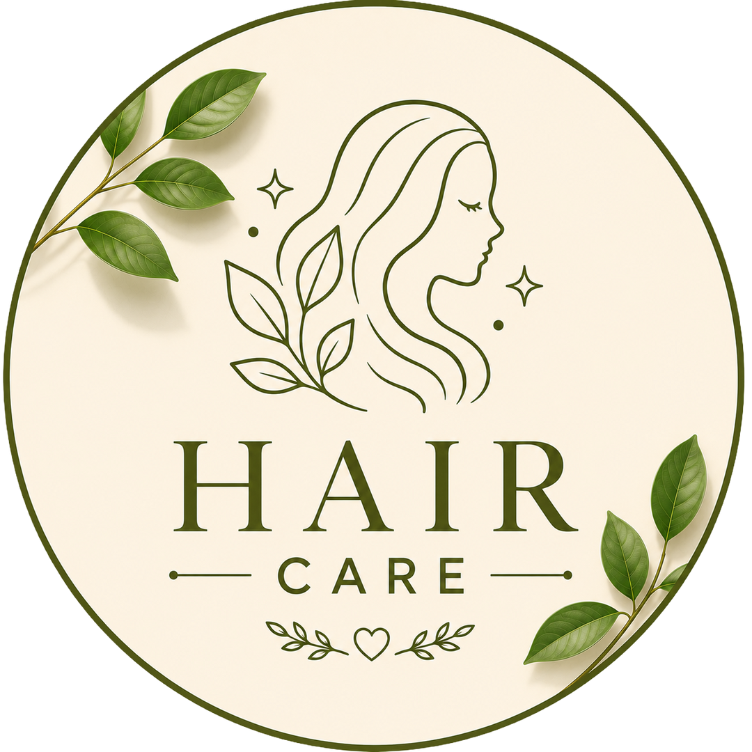 Lulu's Holistics All Natural Hair Care Collection circular badge icon featuring a hair care bottle and botanical leaves