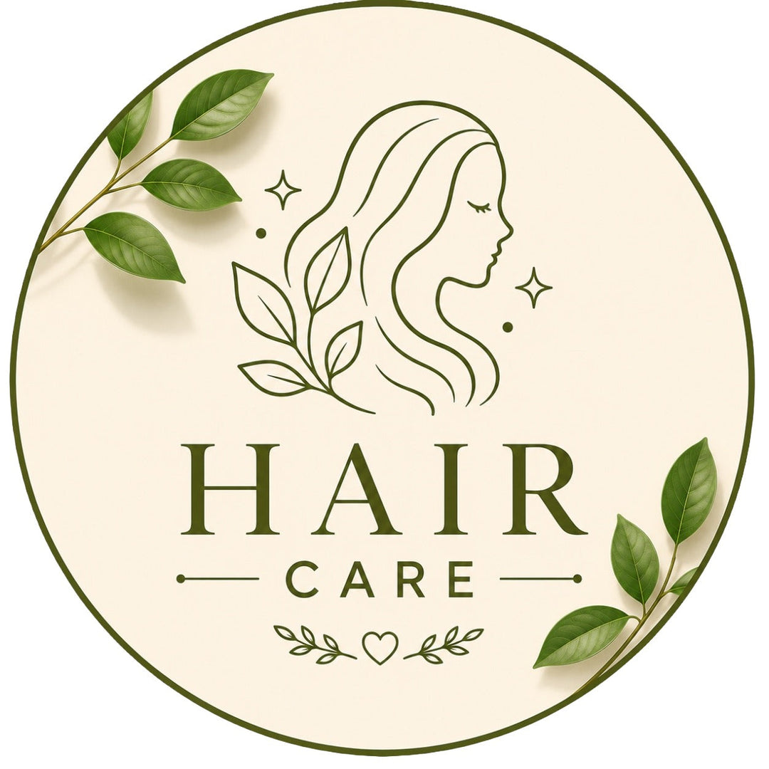 Lulu's Holistics All Natural Hair Care Collection circular badge icon featuring a hair care bottle and botanical leaves