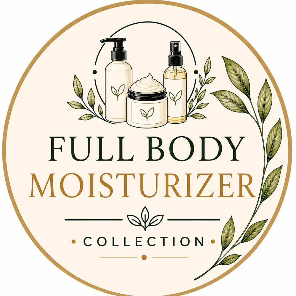 Lulu's Holistics Body Moisturizers Collection circular badge icon featuring a whipped body butter jar and botanical leaves