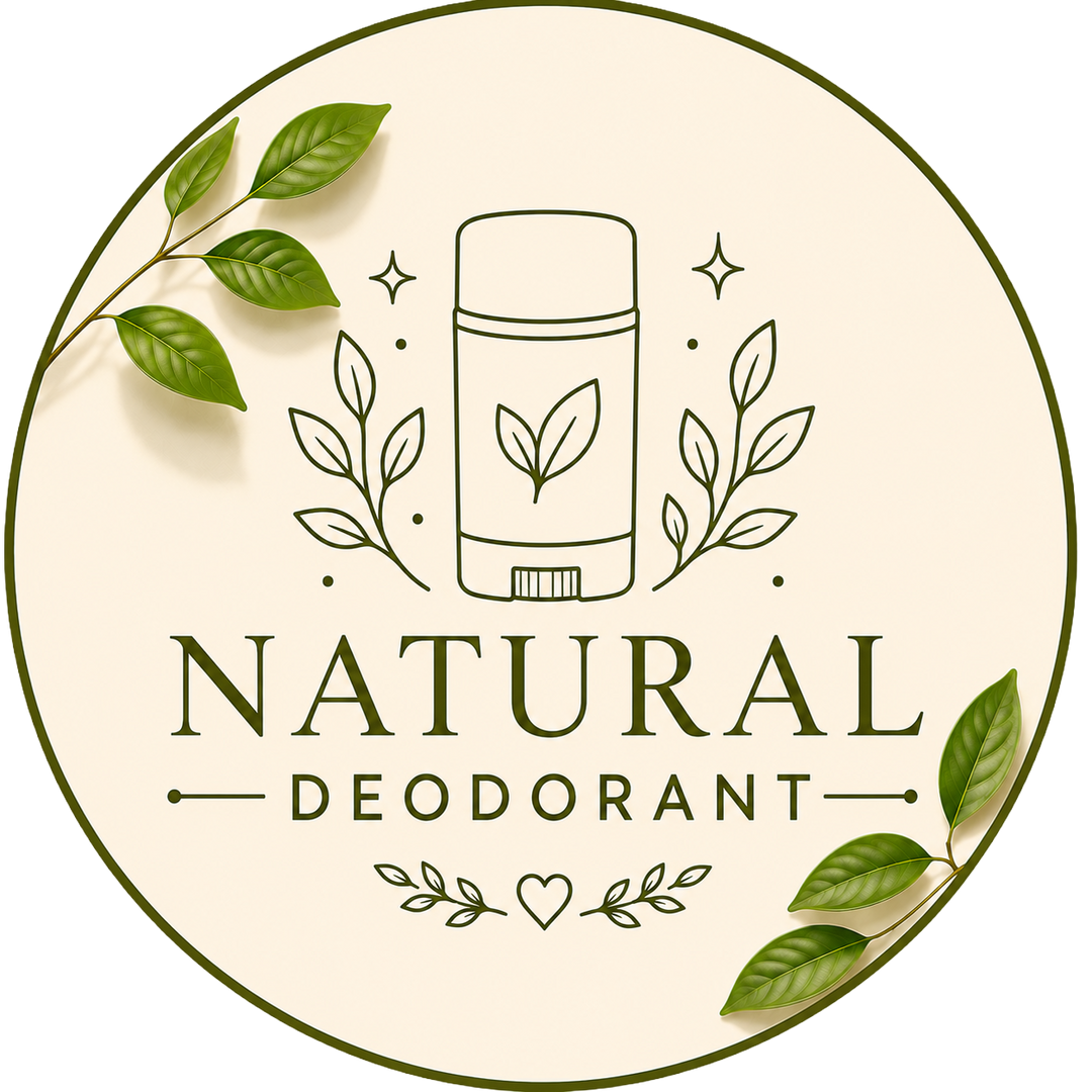 Lulu's Holistics Natural Deodorants Collection circular badge icon featuring a natural deodorant stick and botanical leaves