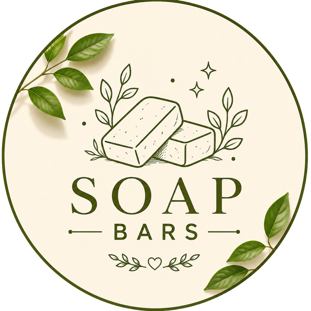 Lulu's Holistics Natural Soap Bars Collection circular badge icon featuring a natural bar of soap and botanical leaves