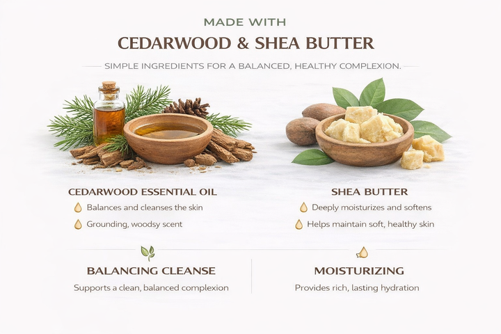 Cedarwood Coconut Shea Butter Bar Soap – Balancing Cleanse