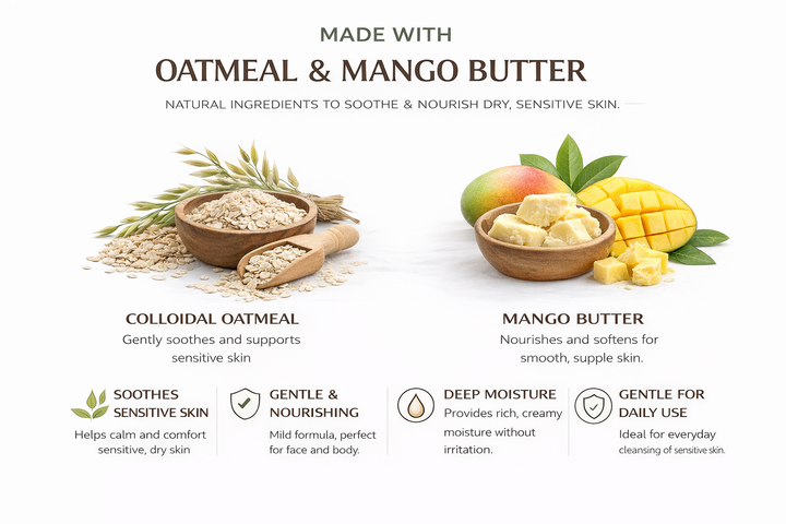 Oatmeal & Honey Mango Butter Bar Soap – Soft Exfoliating Cleanse