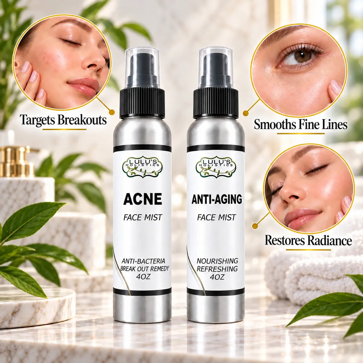 Lulu's Holistics Clarifying & Nourishing Targeted Face Mist Complete 2-Piece Duo Set