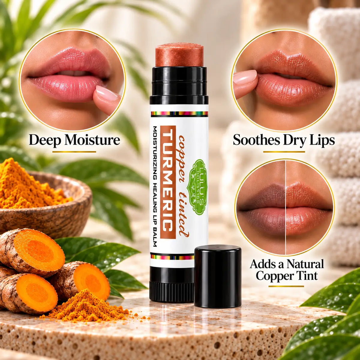 Lulu's Holistics Copper Tinted Turmeric Conditioning Lip Balm (0.15oz)