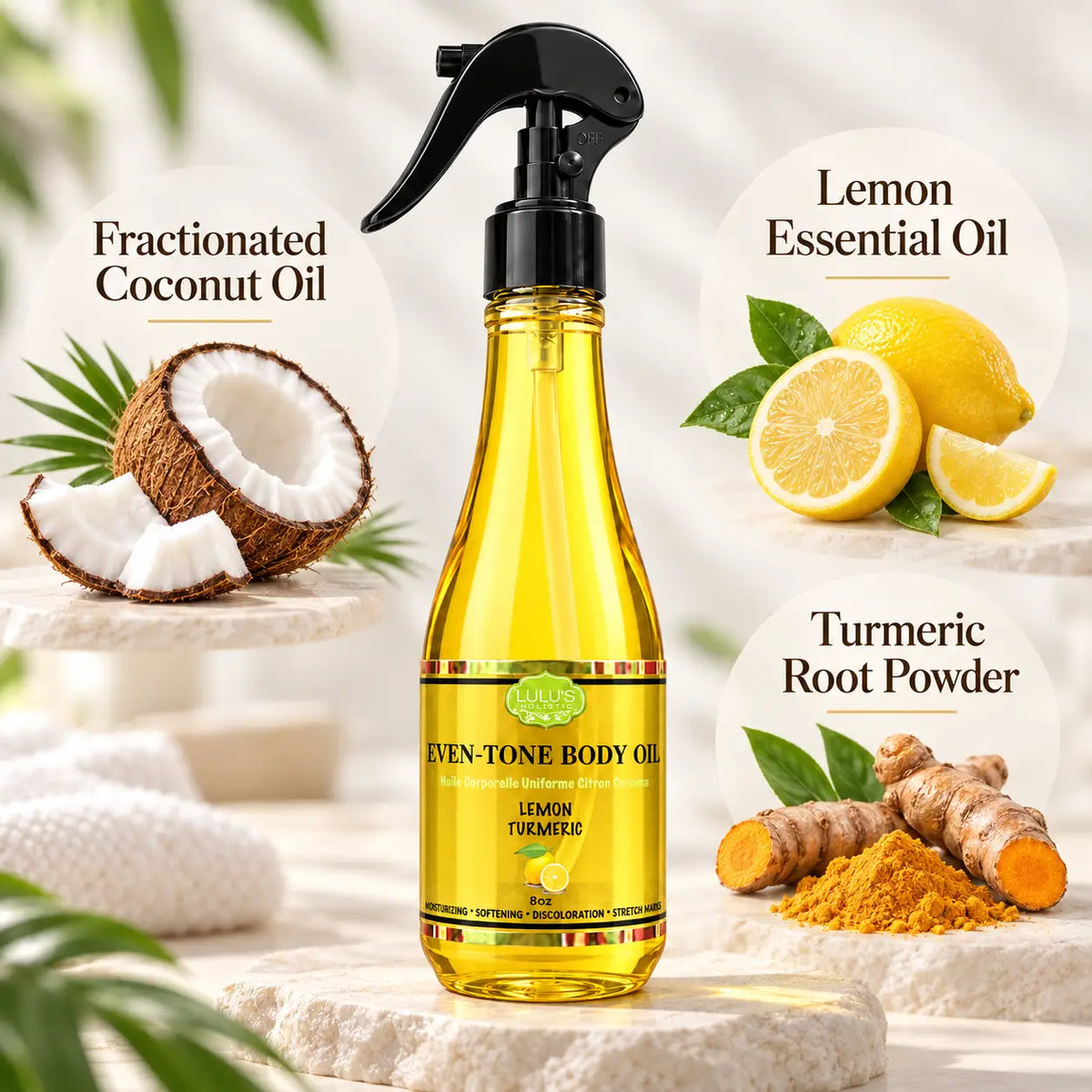 Zitronen-Kurkuma-Körperöl – aufhellendes Glanzöl