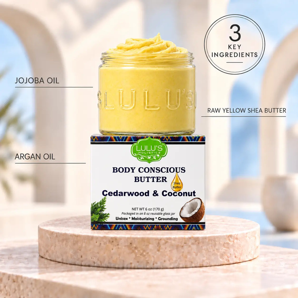Cedarwood & Coconut Whipped Body Butter – Deep Moisture for Dry Skin