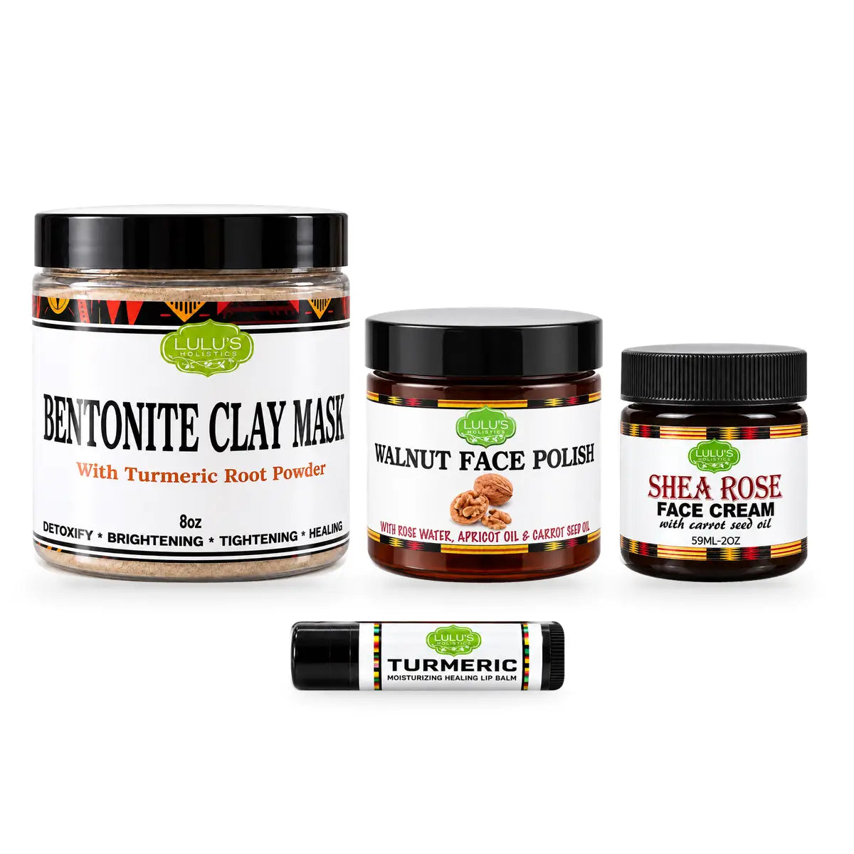 Detox & Glow Hauttrio – Tonerde-Maske, Gesichts-Peeling & Lippenbalsam