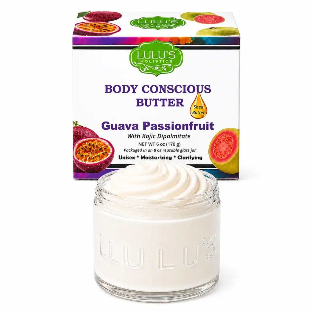 Guave-Passionsfrucht-Kojic-Shea-Körperbutter – Uneben aussehende Haut
