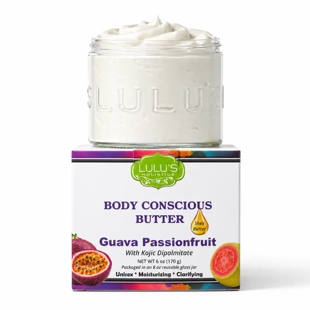 Guave-Passionsfrucht-Kojic-Shea-Körperbutter – Uneben aussehende Haut