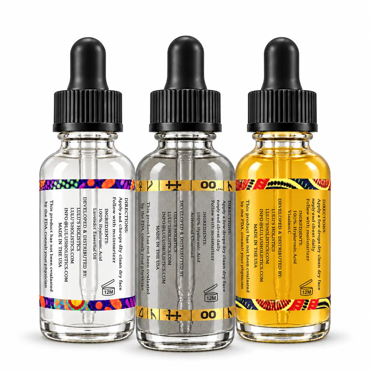 Lulu's Holistics Hyaluronic Acid Targeted Serum Variety Pack Complete 3-Piece Set