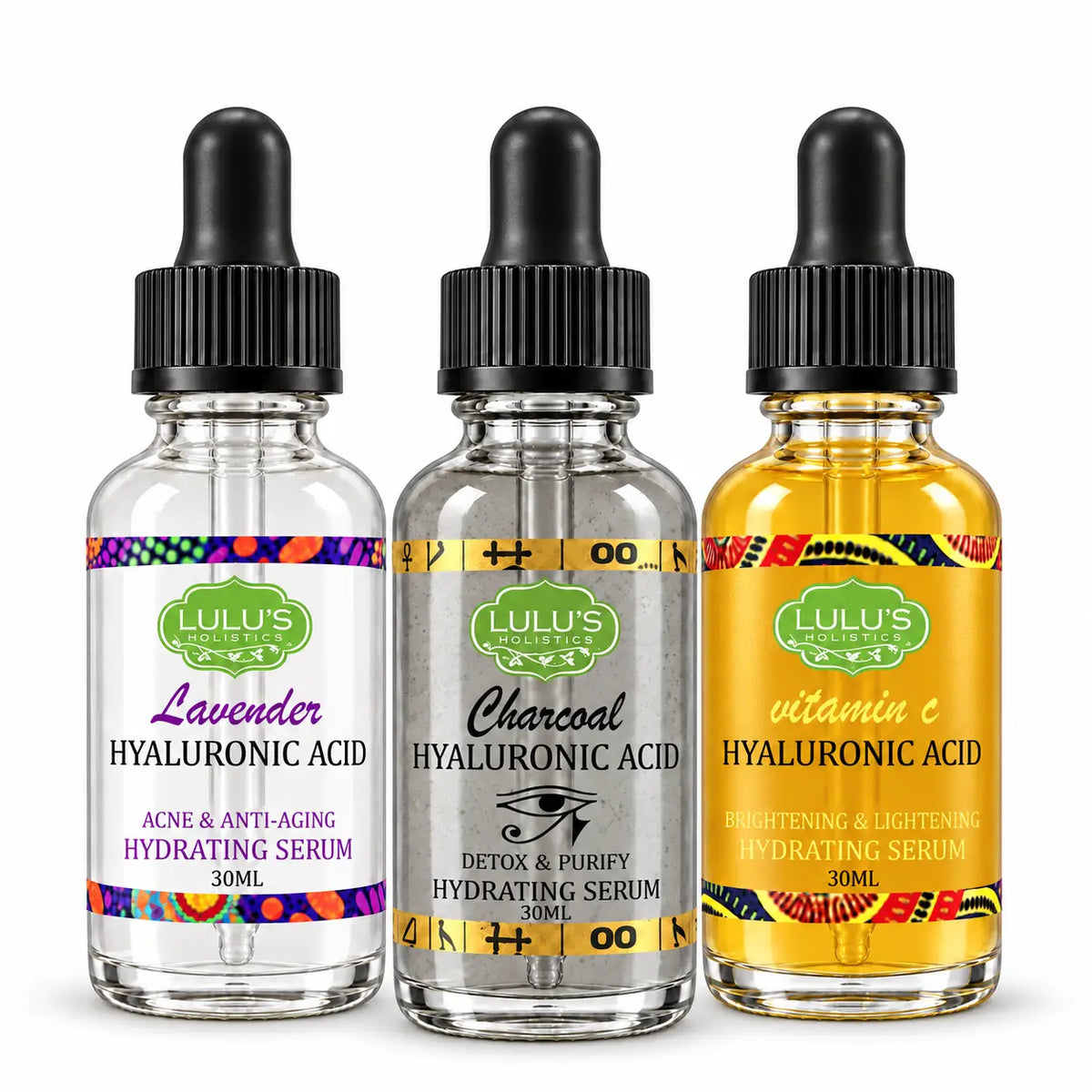 Lulu's Holistics Hyaluronic Acid Targeted Serum Variety Pack Complete 3-Piece Set