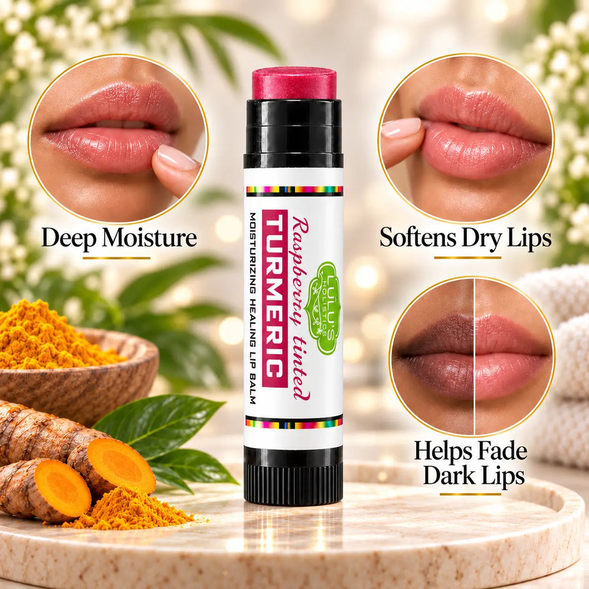 Lulu's Holistics Raspberry Tinted Turmeric Conditioning Lip Balm (0.15oz)
