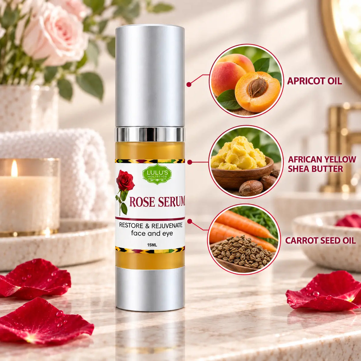 Rose & Carrot Seed Eye Serum – Brightening & Nourishing