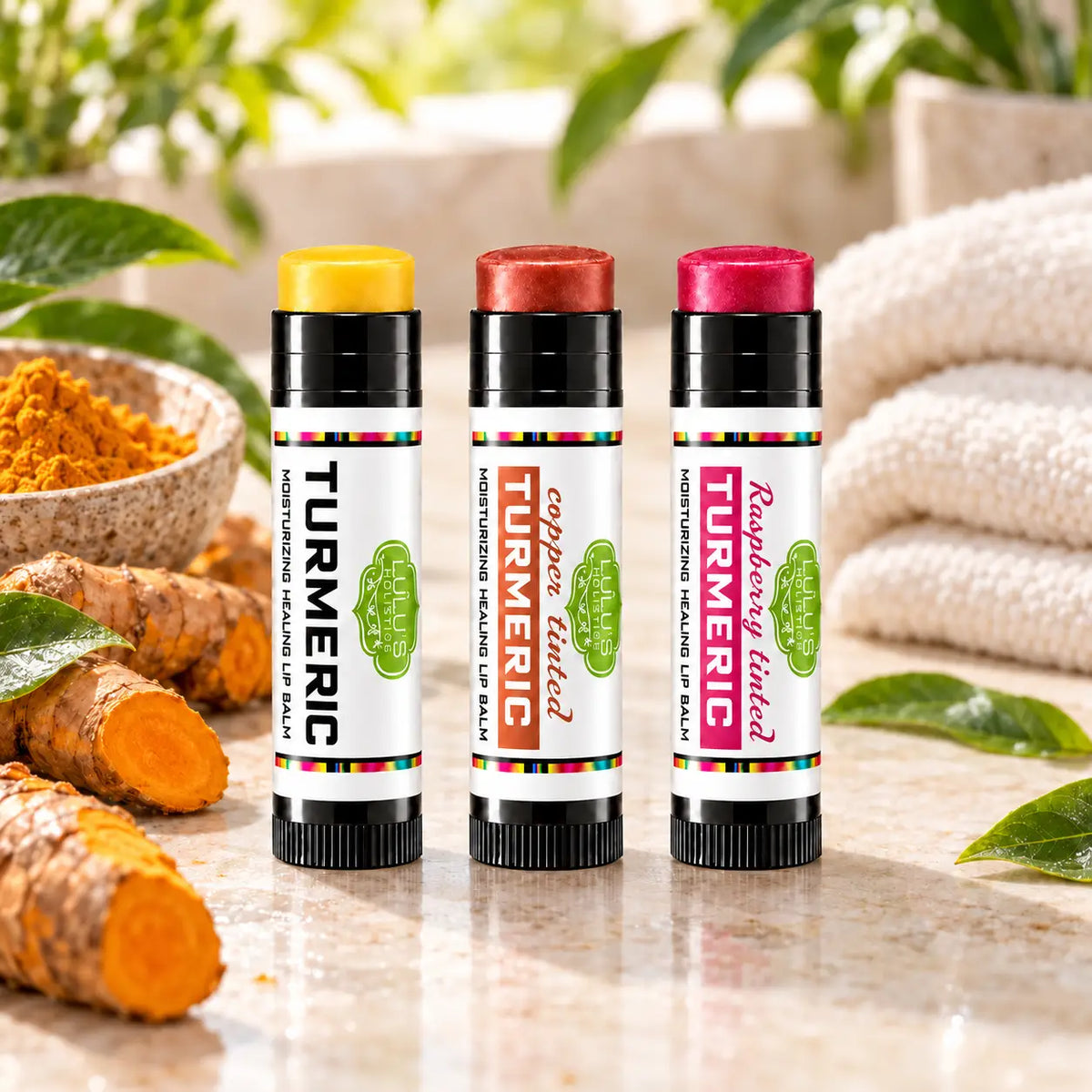 Lulu's Holistics Turmeric Moisture-Lock Conditioning Lip Balm Variety 3-Pack Bundle