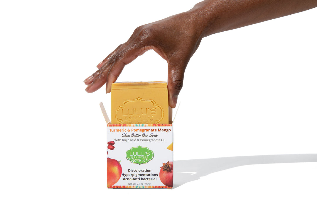 Turmeric Pomegranate Mango & Kojic Acid Shea Butter Soap for Bright, Hydrated, and Rejuvenated Skin | Lulu's Holistics